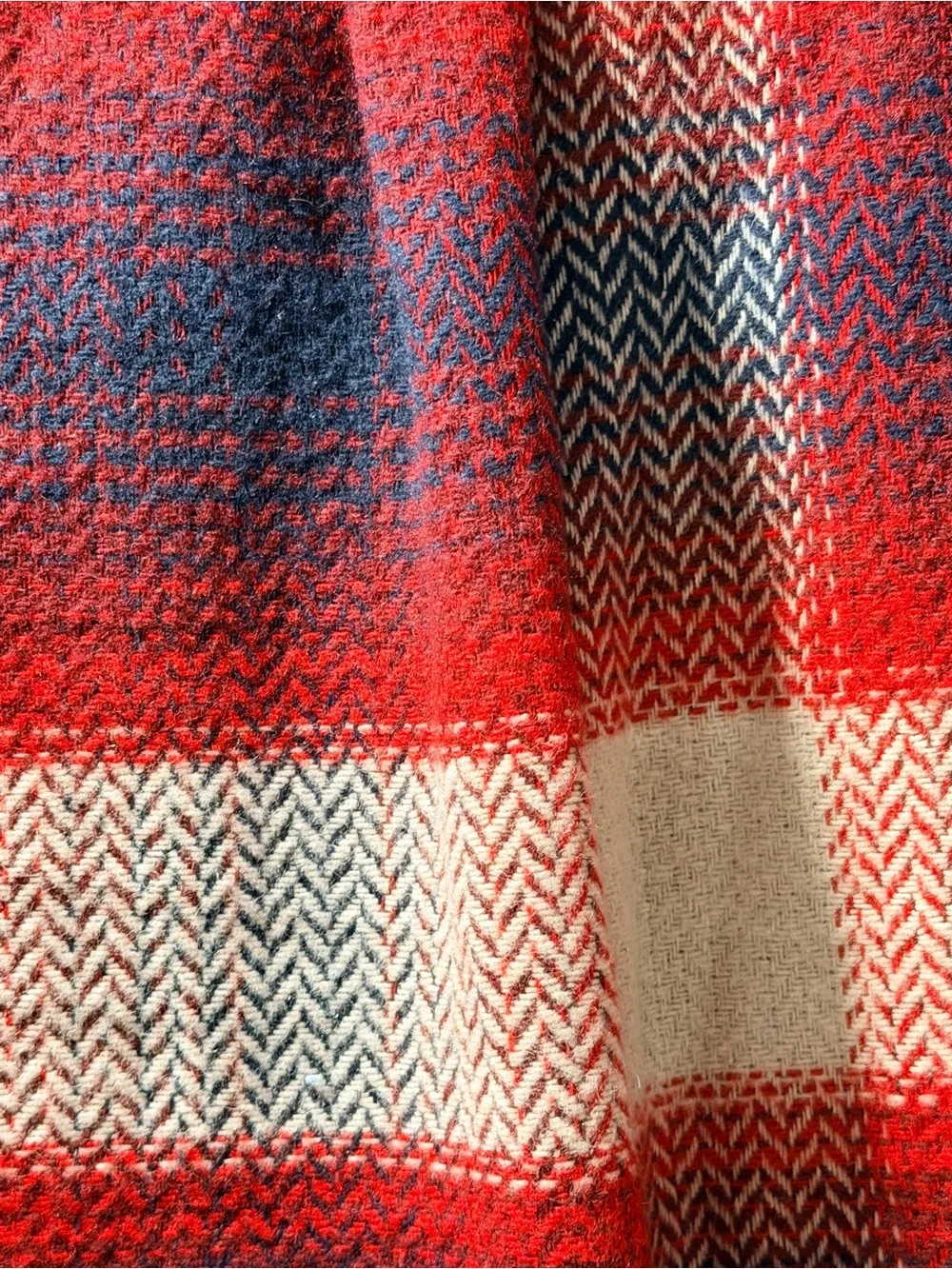 Richie Le Men’s Plaid Jacket Men's//  Red, Navy & Cream Lightweight Shirt Jacket
